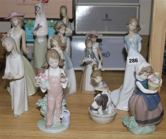 A quantity of Nao and Lladro figures